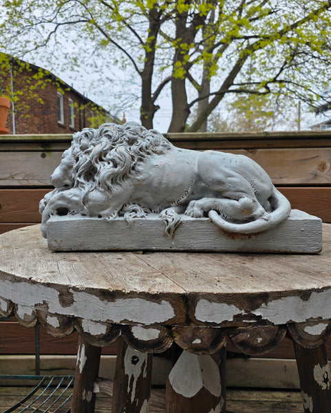 Cast Cement Sleeping Lion Statuary