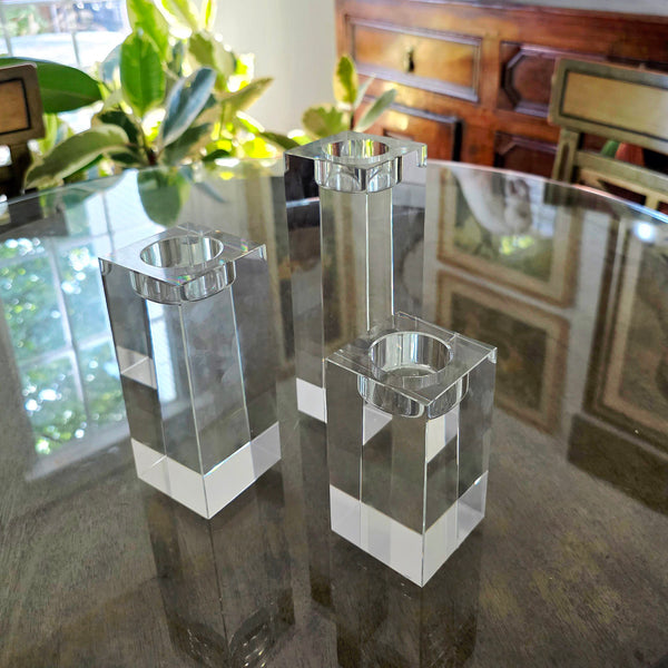Trio Of Heavy Crystal Tealight Candle Holders