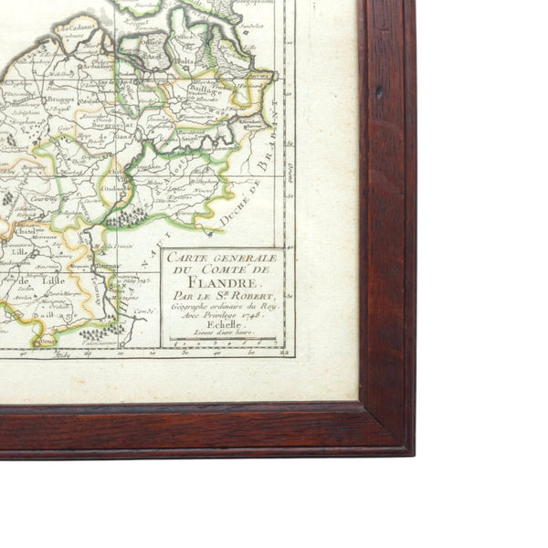 18th Century Copper Plate Engraved Map Of Flanders