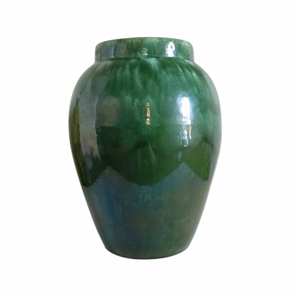 Large RRPCO Green Glaze Ceramic Oil Jar Vase