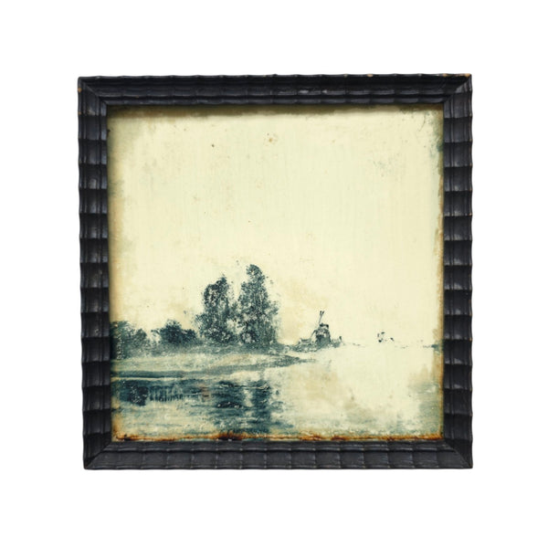 Antique Hand Painted Framed Tiles