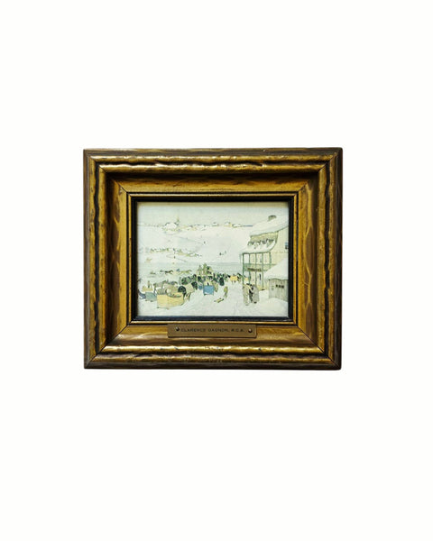 Vintage Framed Quebec Winter Horse Racing Print