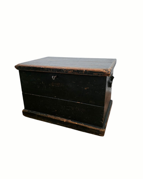 Antique Small Chest In Black Paint