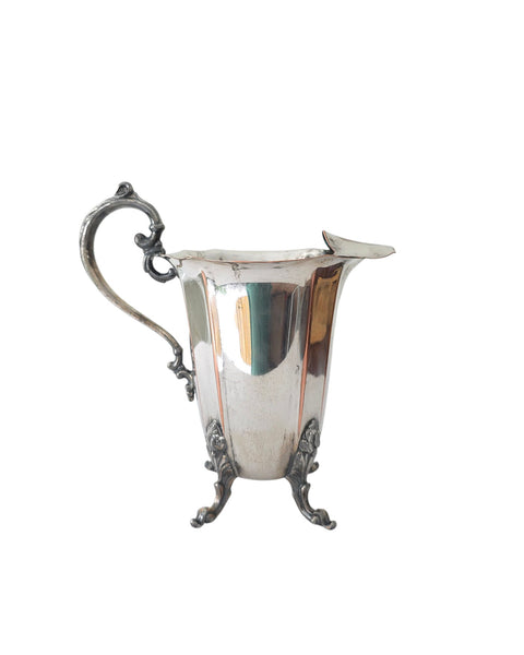 Vintage Footed Silver Over Copper Water Pitcher