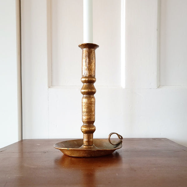 Antique Hammered Copper Chamber Candlestick