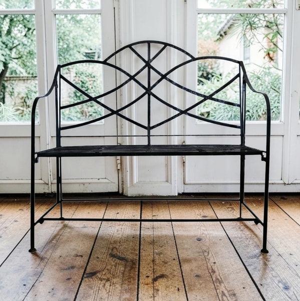 Mid Century Regency Style Cast Iron 'Foldable' Bench
