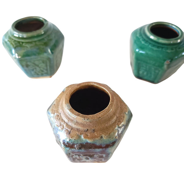Jewel Tone Shihan Pottery Ginger Jars