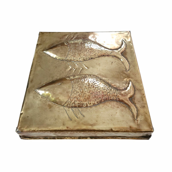 Antique Brass Cake Pie Mold With Fish