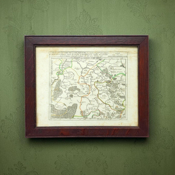 Antique Copper Plate Engraved Map Of Luxembourg by Vaugondy
