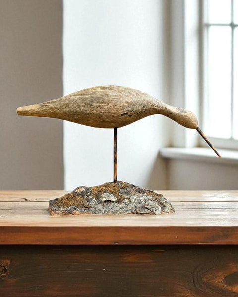 Carved Wood Sandpiper Bird