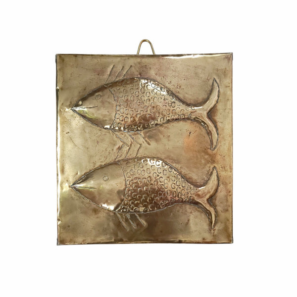 Antique Brass Cake Pie Mold With Fish