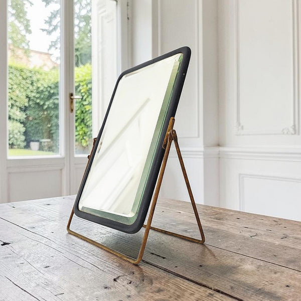 Antique Circa 1880's French Table Top Campaighn Mirror
