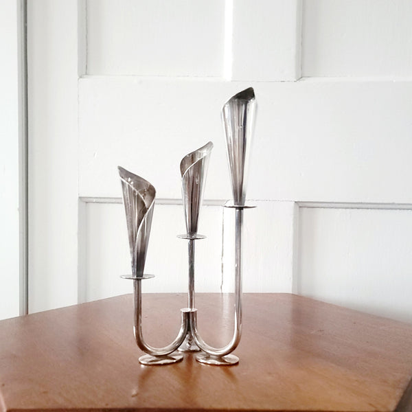 Danish Silver Calla Lily Candleholder