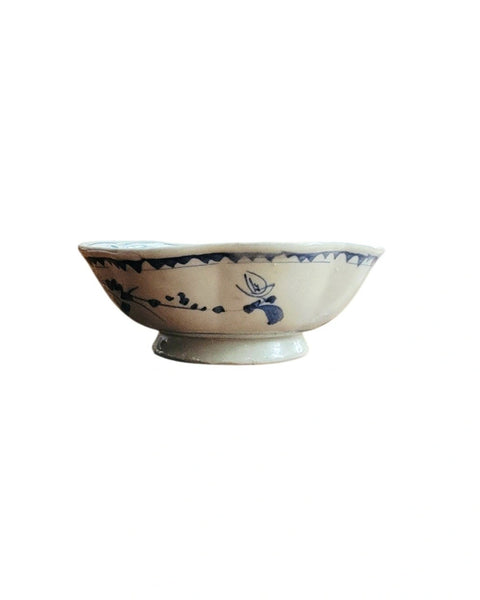19th Century Chinese Provincial Blue & White Hand Painted Bowl