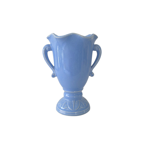 Shapely Perriwinkle Blue Double Armed Small Vase