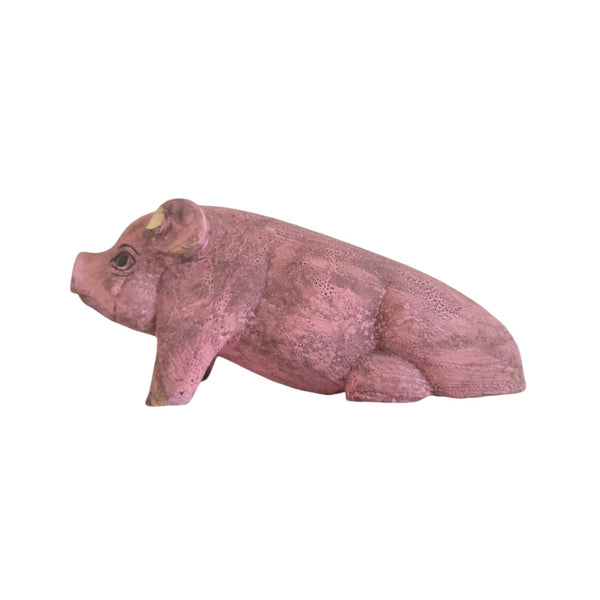 Carved Wood Folk Art Pig