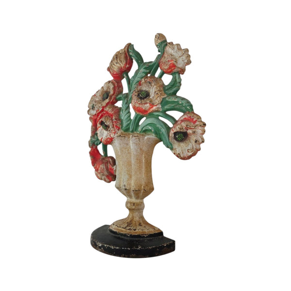 Hubley Cast Iron Painted Poppy Doorstop