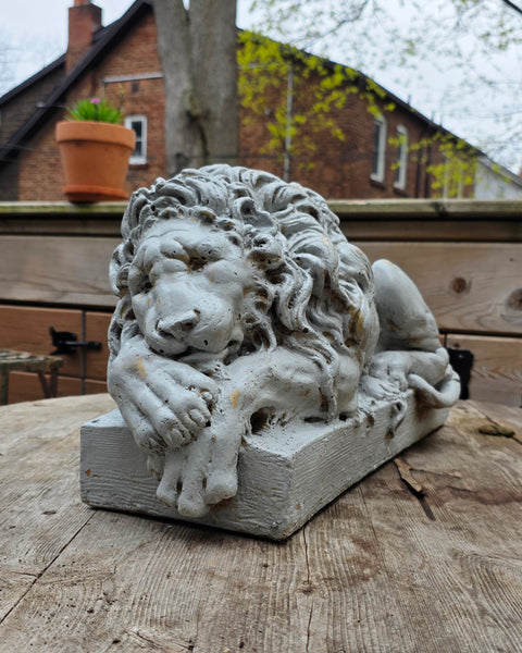Cast Cement Sleeping Lion Statuary
