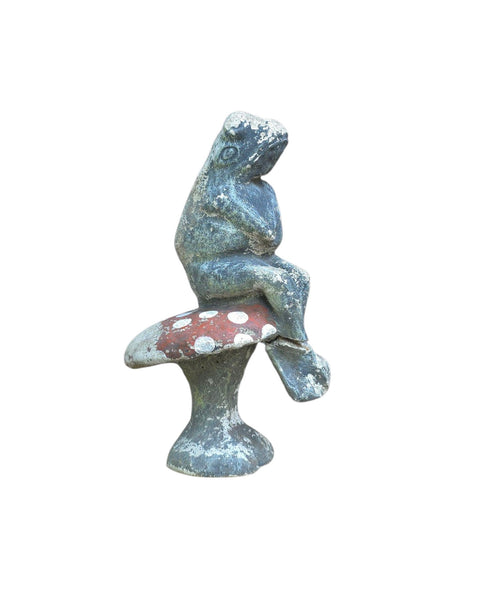 Cement Garden Frog On Toadstool