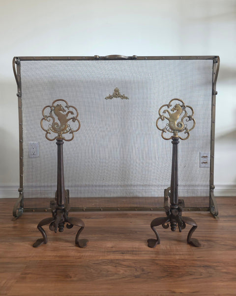 Oscar Bach Antique Seahorse Andirons