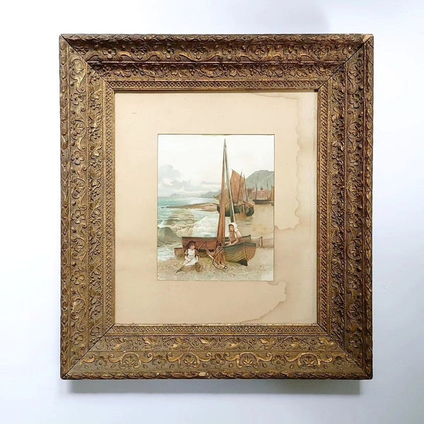 Antique Framed Seaside Watercolour
