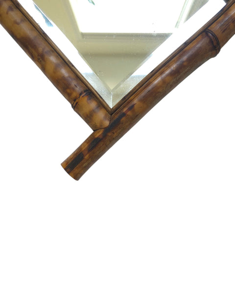 Antique French Bamboo Mirror With Bevelled Glass