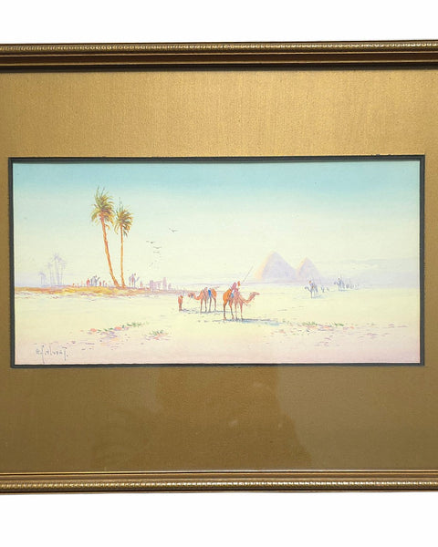 19th Century Egyptian Oasis Watercolour Alfred Calvert