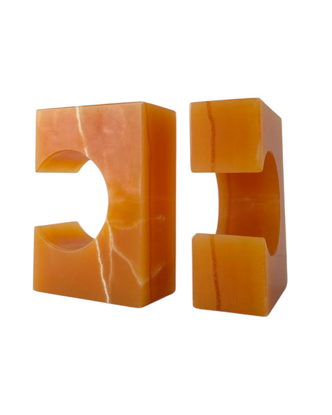 Orange Onyx Bookends