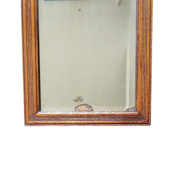 Small Antique Reeded Oak Mirror