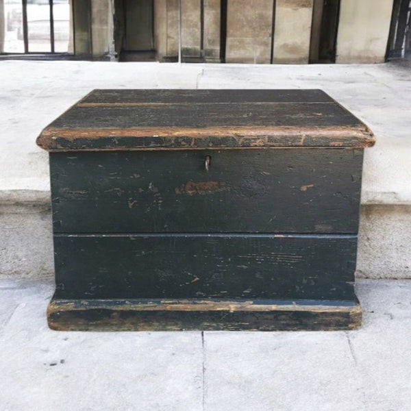 Antique Small Chest In Black Paint