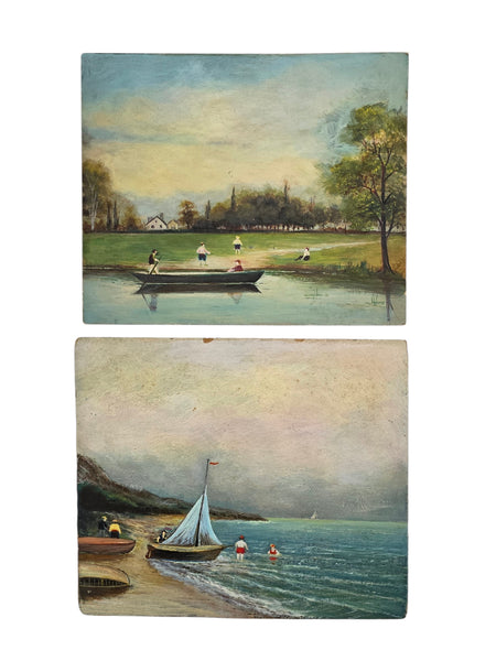 Naive Landscape Paintings With Figures