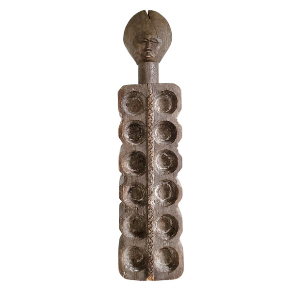 Antique Sculptural African Figural Mancala Carved Wood Gameboard