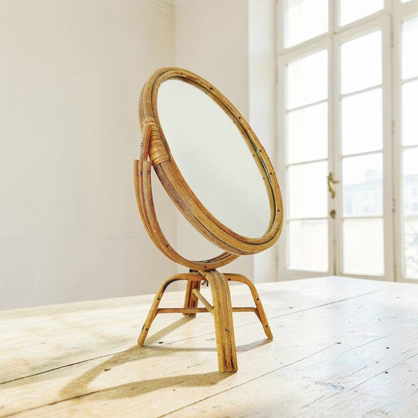 Circa 1970's Bamboo Table Top Mirror