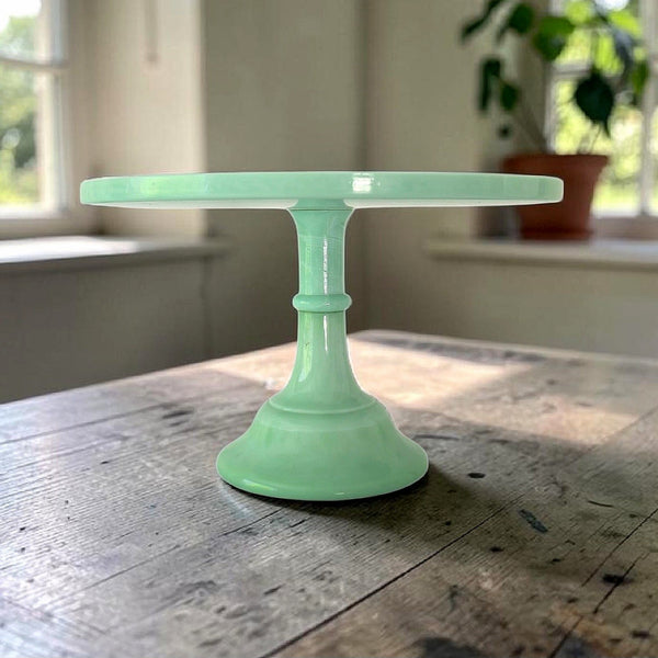 Mosser Glass Cake Plate In Jadeite Green