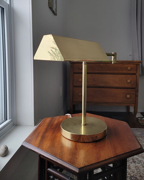 Mid-Century Brass Swing Arm Table Lamp