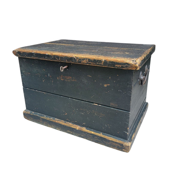 Antique Small Chest In Black Paint