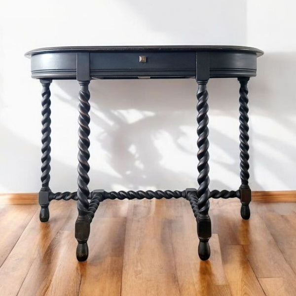 Antique Oak Demiluune Barleytwist Table
