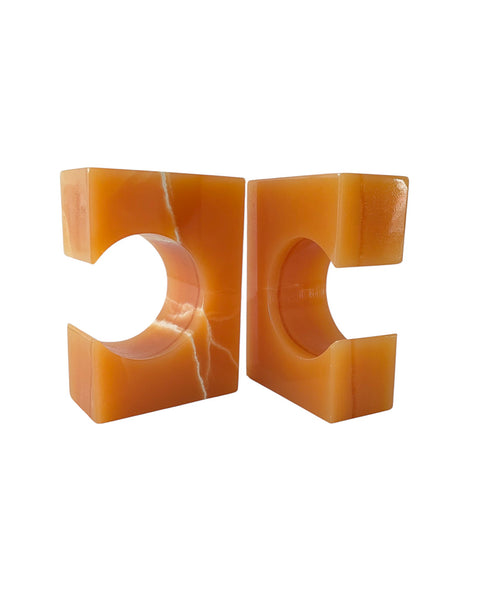 Orange Onyx Bookends