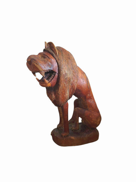 20th Century Quebec 38" Tall Floor Sculpture Folk Art Lion