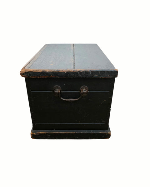 Antique Small Chest In Black Paint