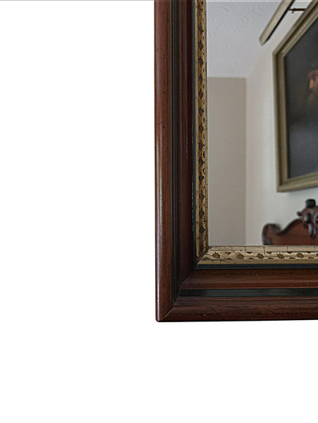 Antique Mahpgany Mirror With Gilt Inner Rim