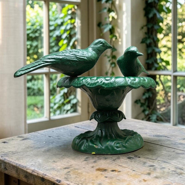 Vintage Heavy Cast Iron Table Top Small Bird Bath