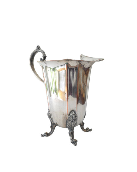 Vintage Footed Silver Over Copper Water Pitcher