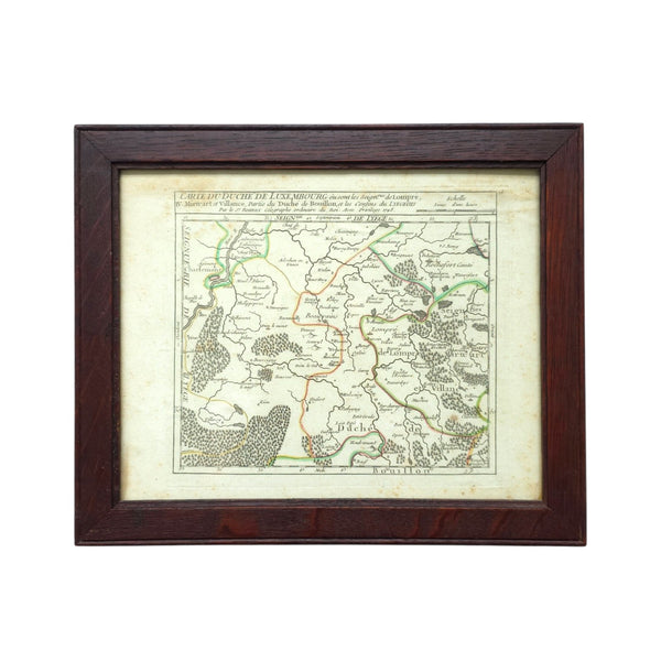 Antique Copper Plate Engraved Map Of Luxembourg by Vaugondy