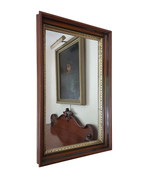 Antique Mahpgany Mirror With Gilt Inner Rim