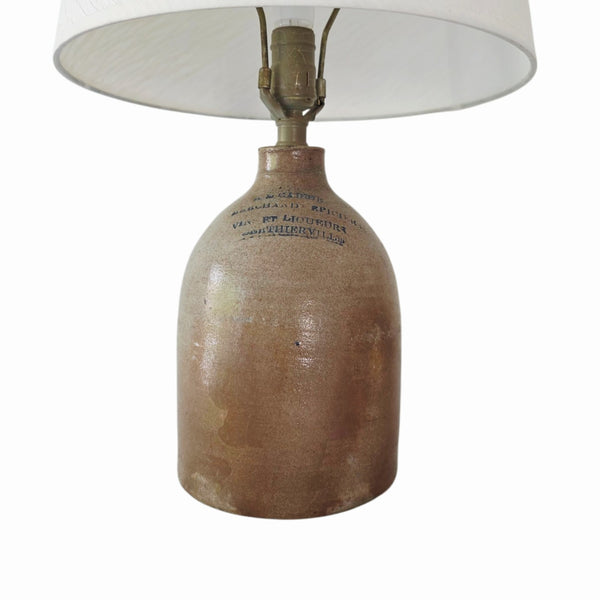 Antique Quebec 'Berthierville' Merchants Crock Lamp