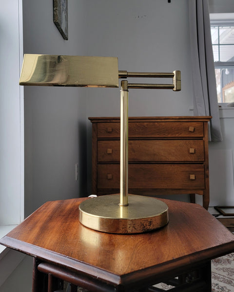 Mid-Century Brass Swing Arm Table Lamp