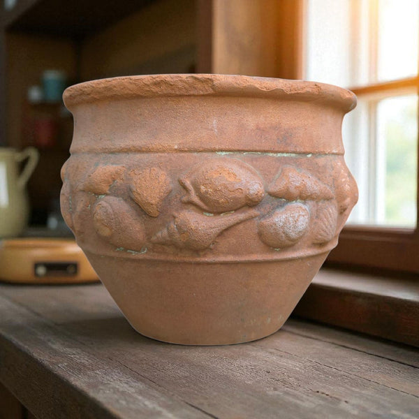 Terra Cotta Flower Cache Pot With Seashells