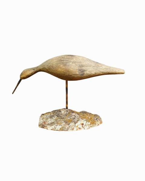 Carved Wood Sandpiper Bird