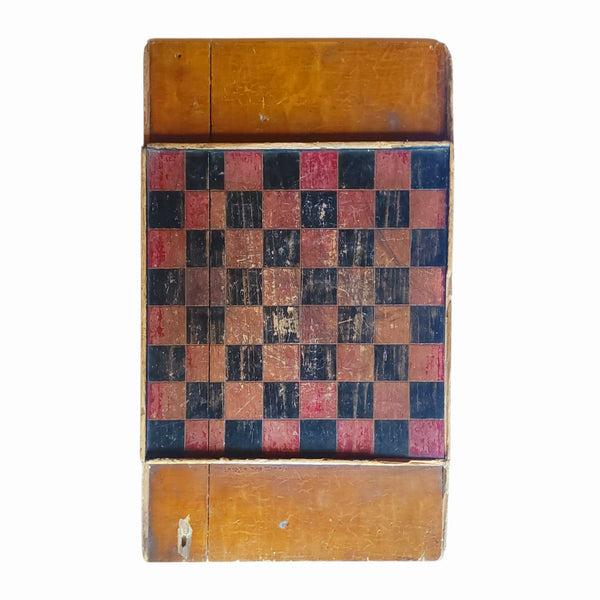 Antique Painted Wood Checkers Board